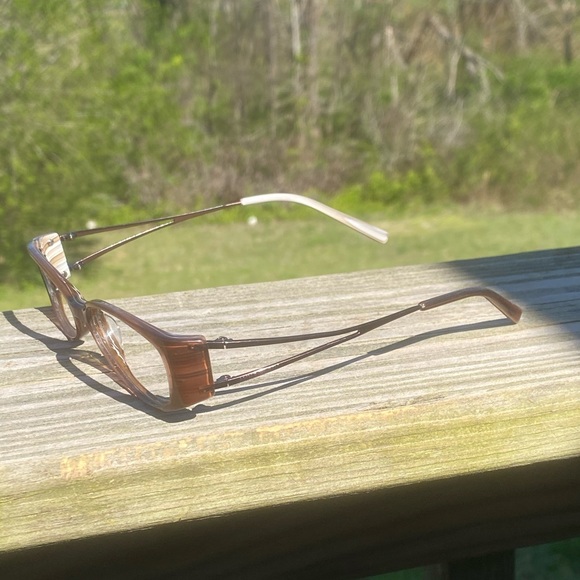 Anne Klein frames wood look with white striped interior AK8049 - Picture 4 of 11